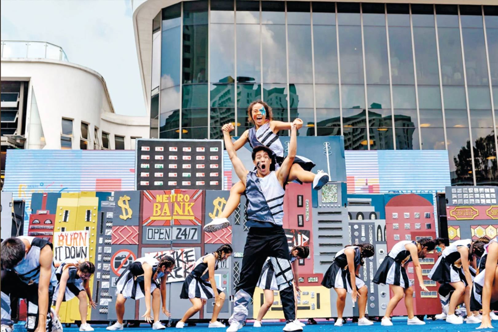 NUS students putting on an energetic performance on Rag Day.