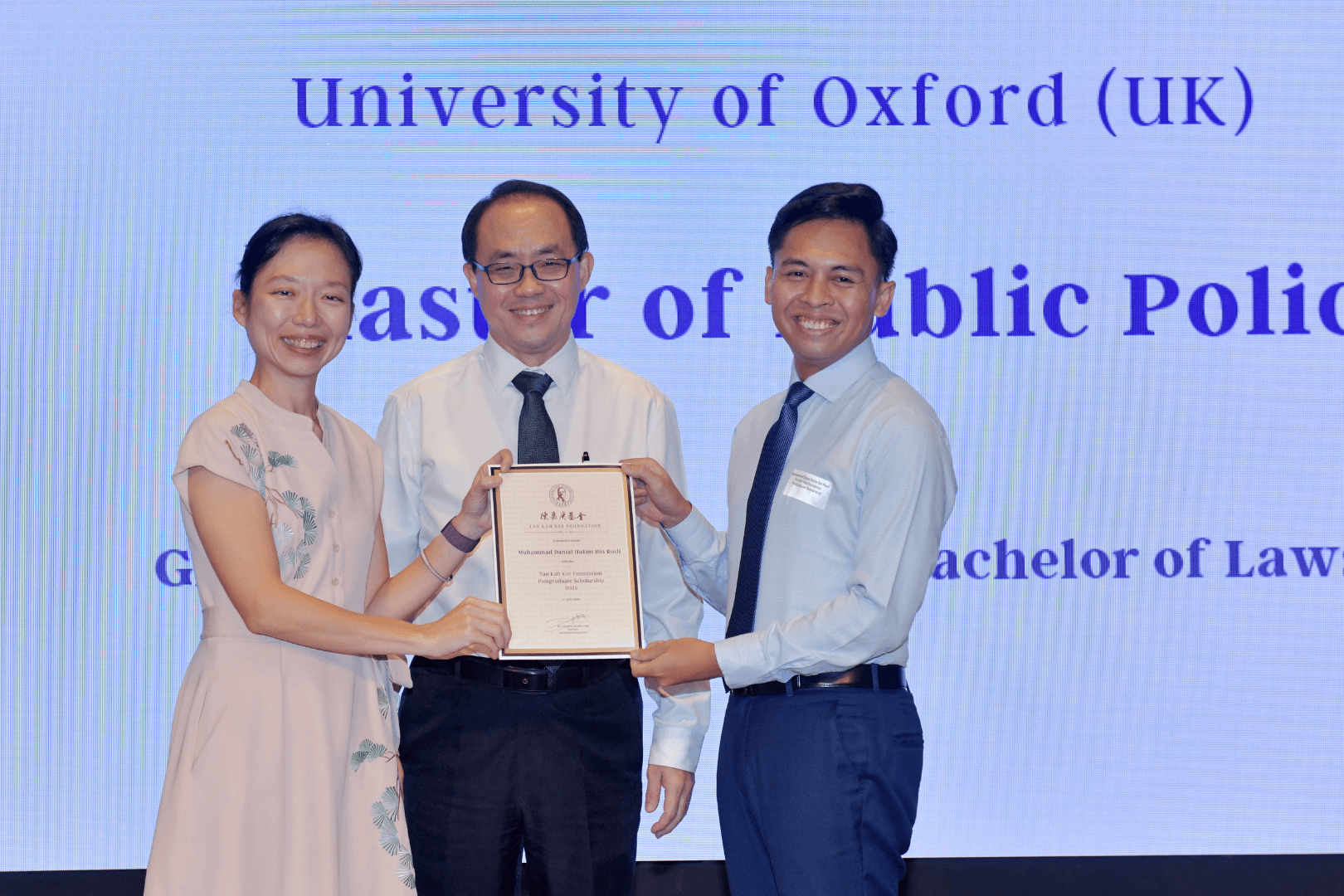 Mr Danial receives the Tan Kah Kee Scholarship.