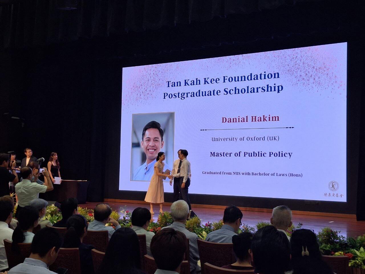 Mr Danial receives the Tan Kah Kee Scholarship.