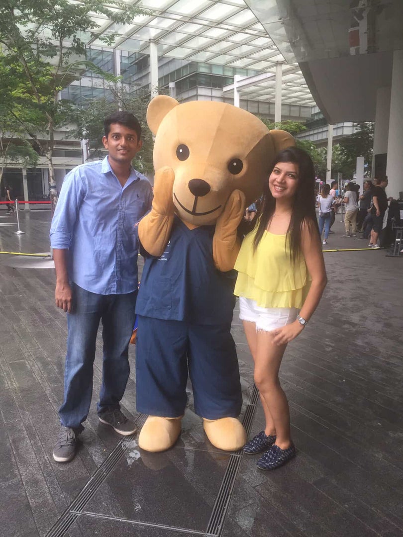 Monika and Abhishek during their time at NUS and early dating days.